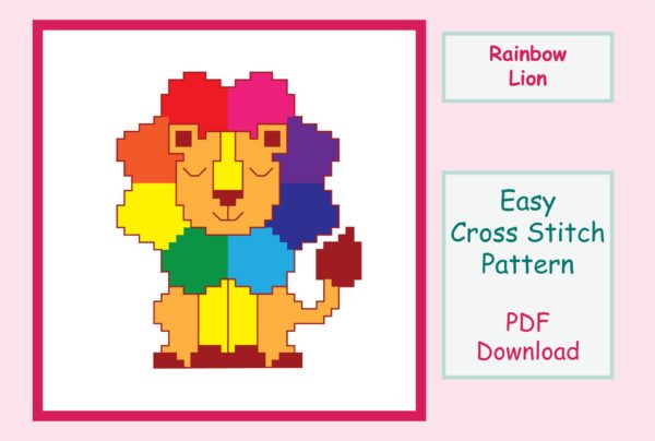 Rainbow Lion Cross Stitch