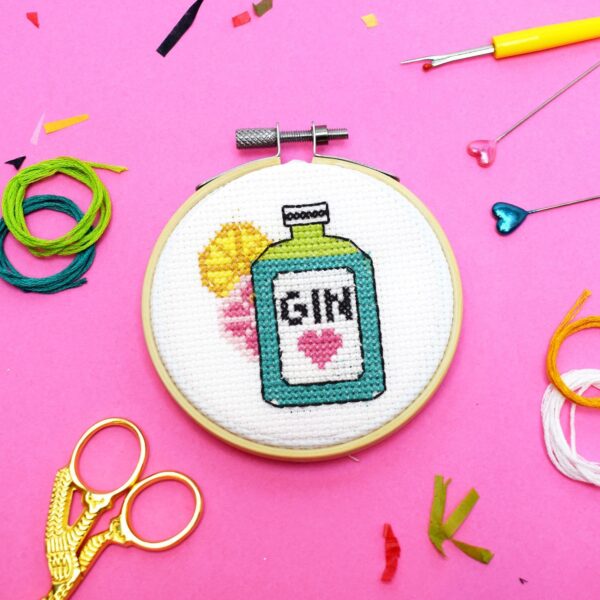 'GIN TIME' Mini Cross Stitch