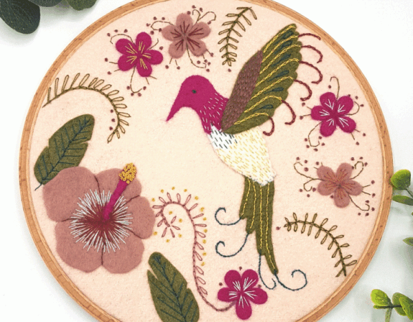 Hummingbird Felt Embroidery Hoop Kit